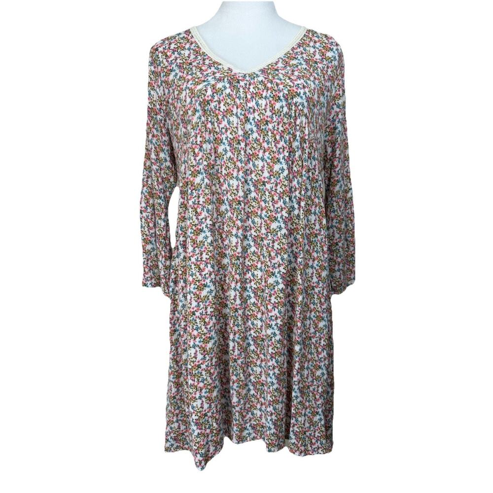 Women's Chris & Carol Casual Dress Sz M 3/4 Bell Sleeves Smocked Stretch‎ Flowy
